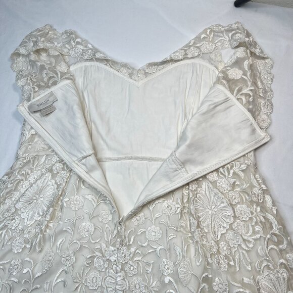 BHLDN Collins Mini Wedding Dress Floral Embroidered Silk A-Line Ivory White 16 - Picture 12 of 16